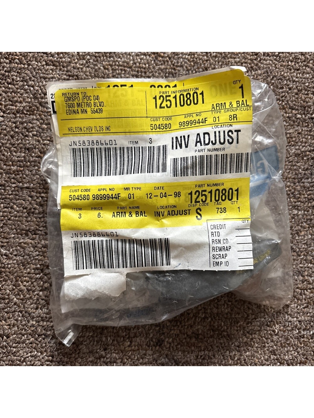 Genuine ACDelco For Chevy LLV 1994 1995 Rocker Arm | 1 Packaging | 12510801